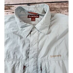 Simms Mens XL Blue‎ Long Sleeve Button Down Fishing Shirt Nylon Lightweight